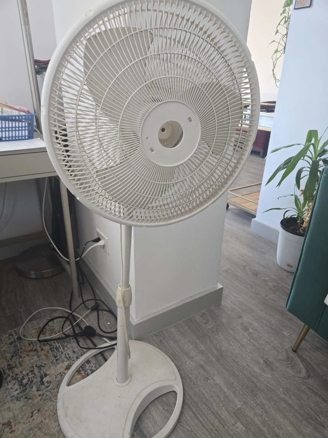 White Adjustable Standing Pedestal Fan