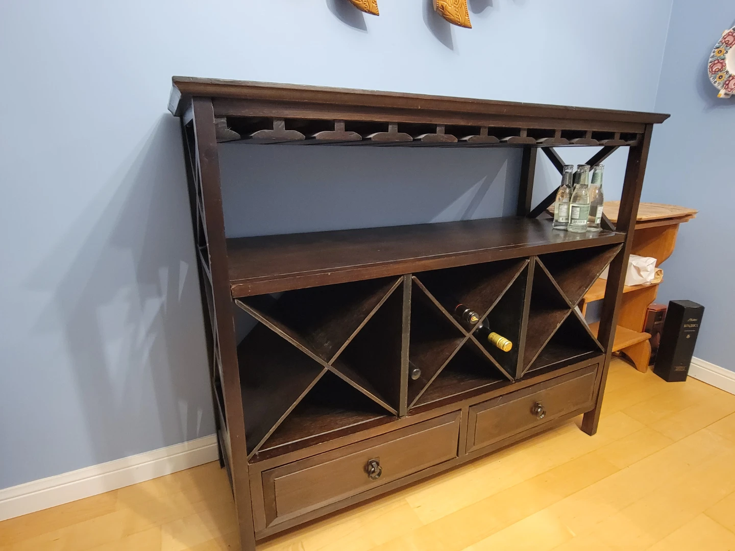 Dark Wood Wine Console Cabinet