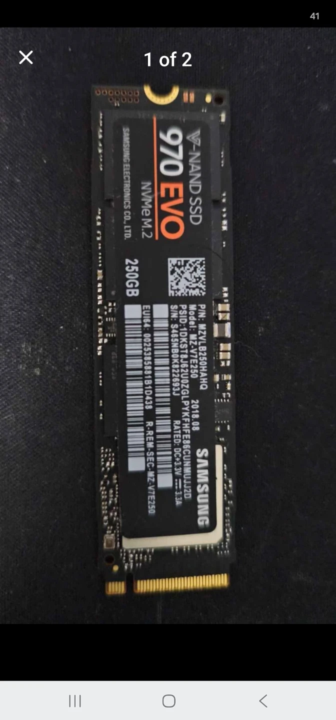 Samsung 970 EVO 250GB NVMe M.2 SSD