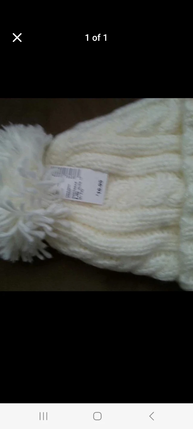 White Knit Pom Pom Girls Toque size L/XL