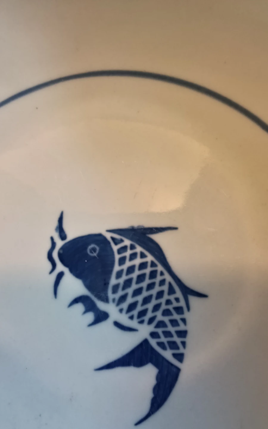 12" Chinese Blue & White Porcelain Koi Fish - photo 2