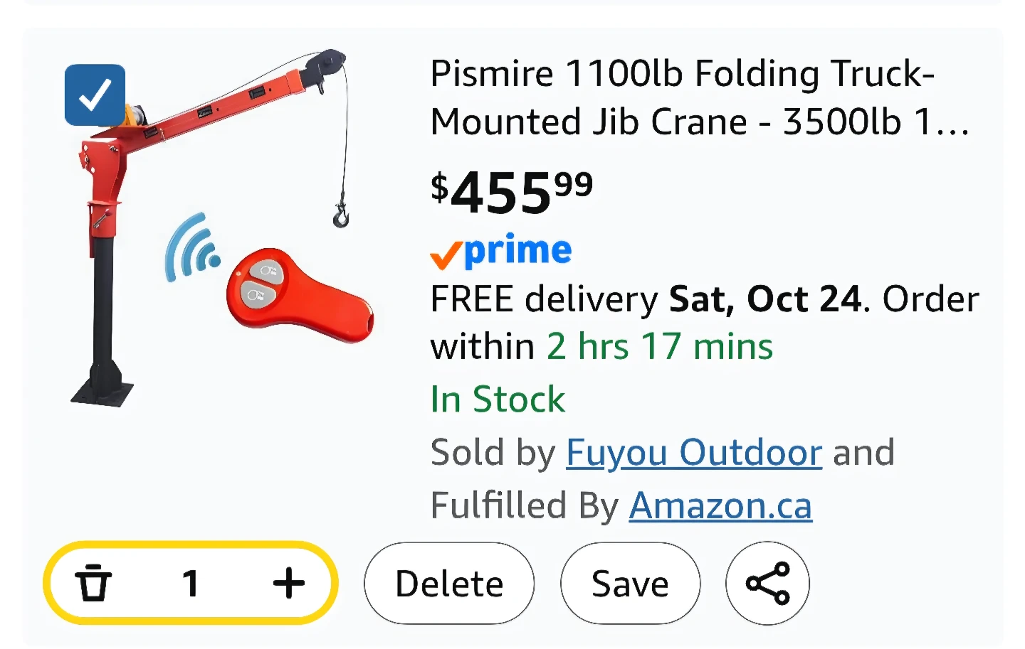 Pismire 1100lb Folding Truck-Mounted Jib Crane