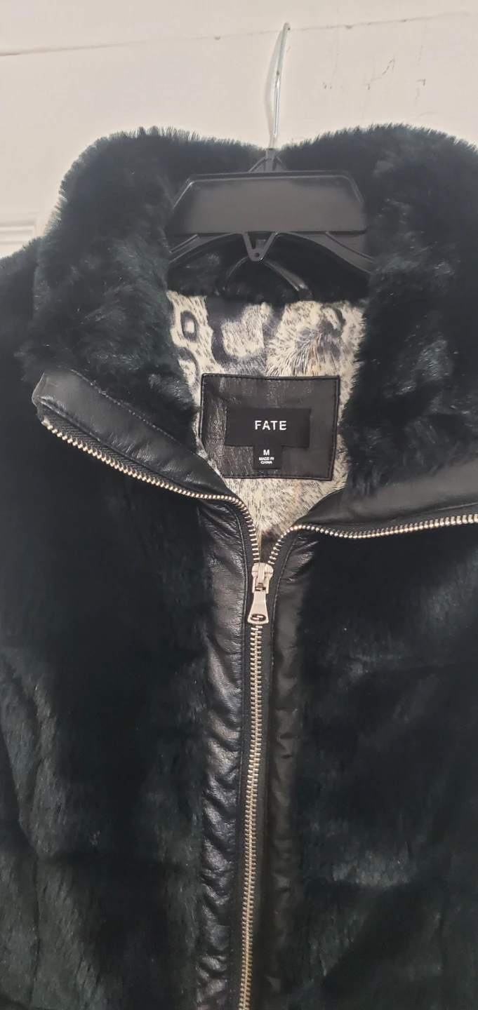 FATE Black Faux Fur and PU Leather Vest - photo 2