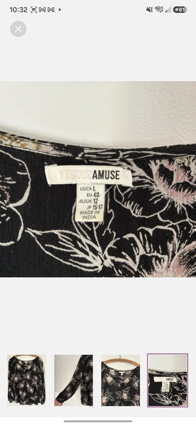 Amuse Society Floral Long Sleeve Blouse Black - photo 4