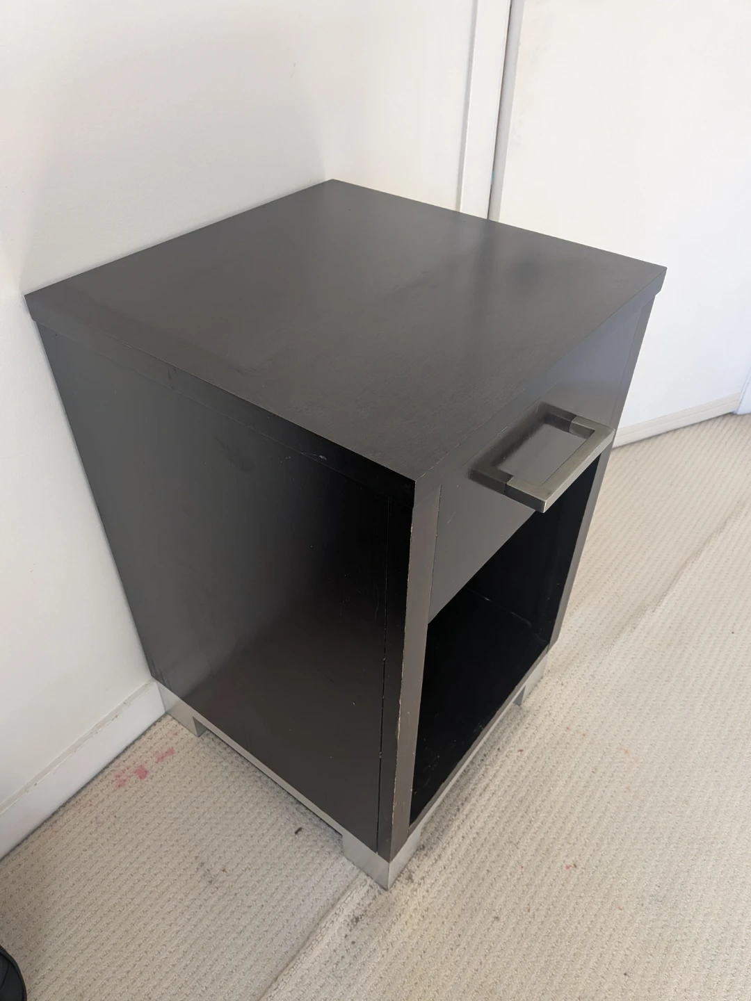 Modern Black Nightstand with Drawer - photo 3