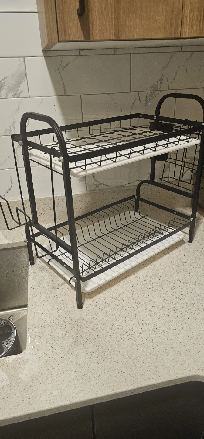 Two-Tier Black Dish Drying Rack - photo 2