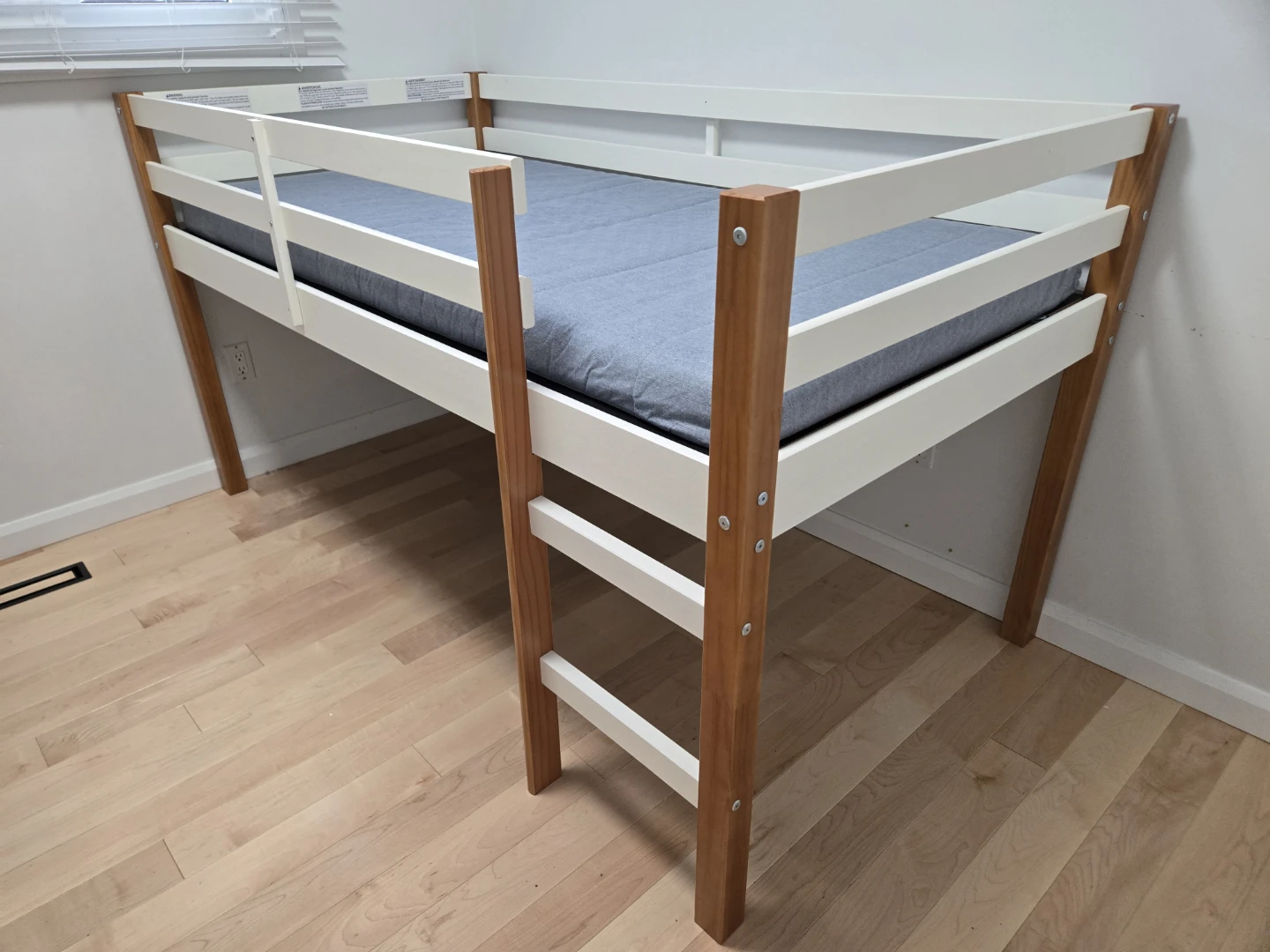 Kids Twin Loft Bed + IKEA Foam Mattress Set (Great Condition) - photo 4