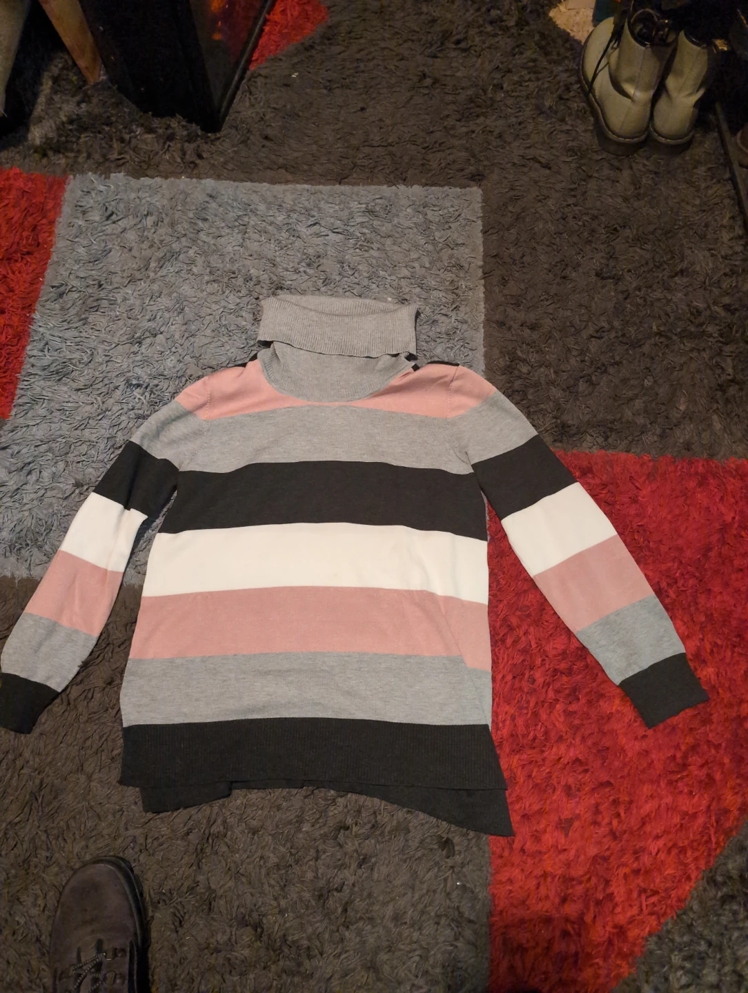 Cable & Gauge striped turtleneck sweater