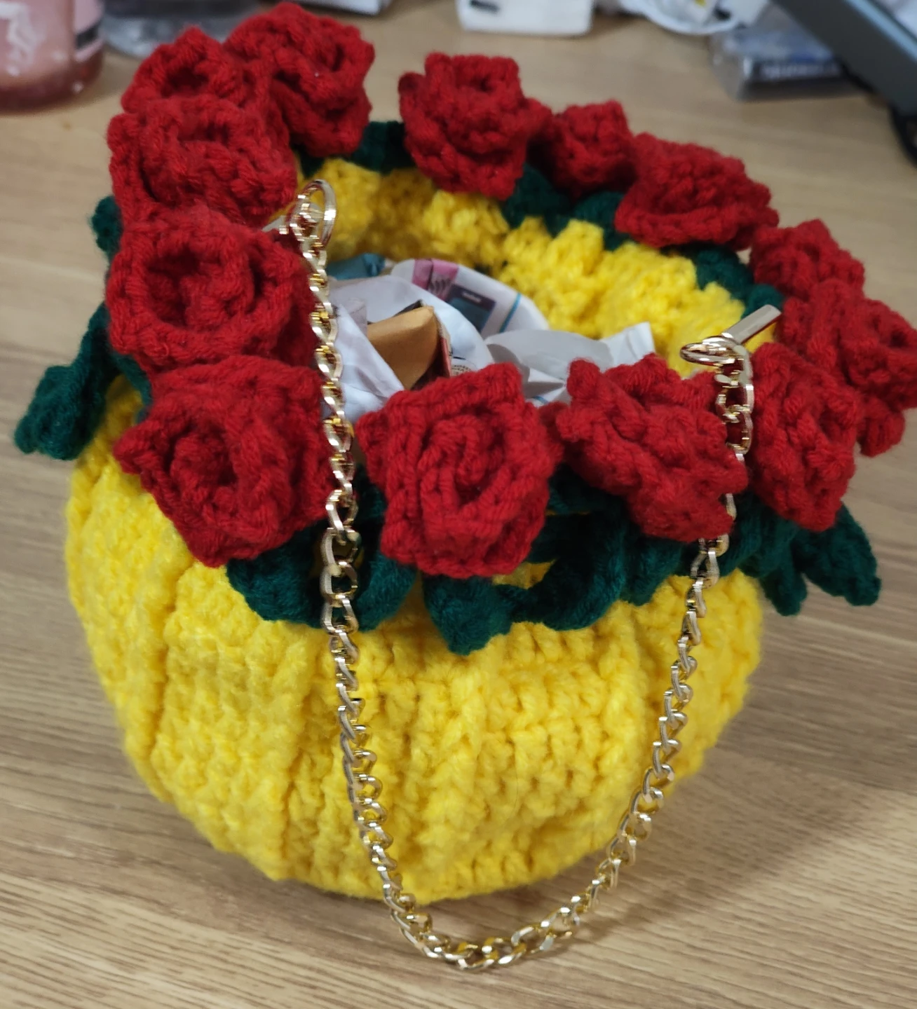 Handmade Crochet Rose Bucket Bag - photo 5