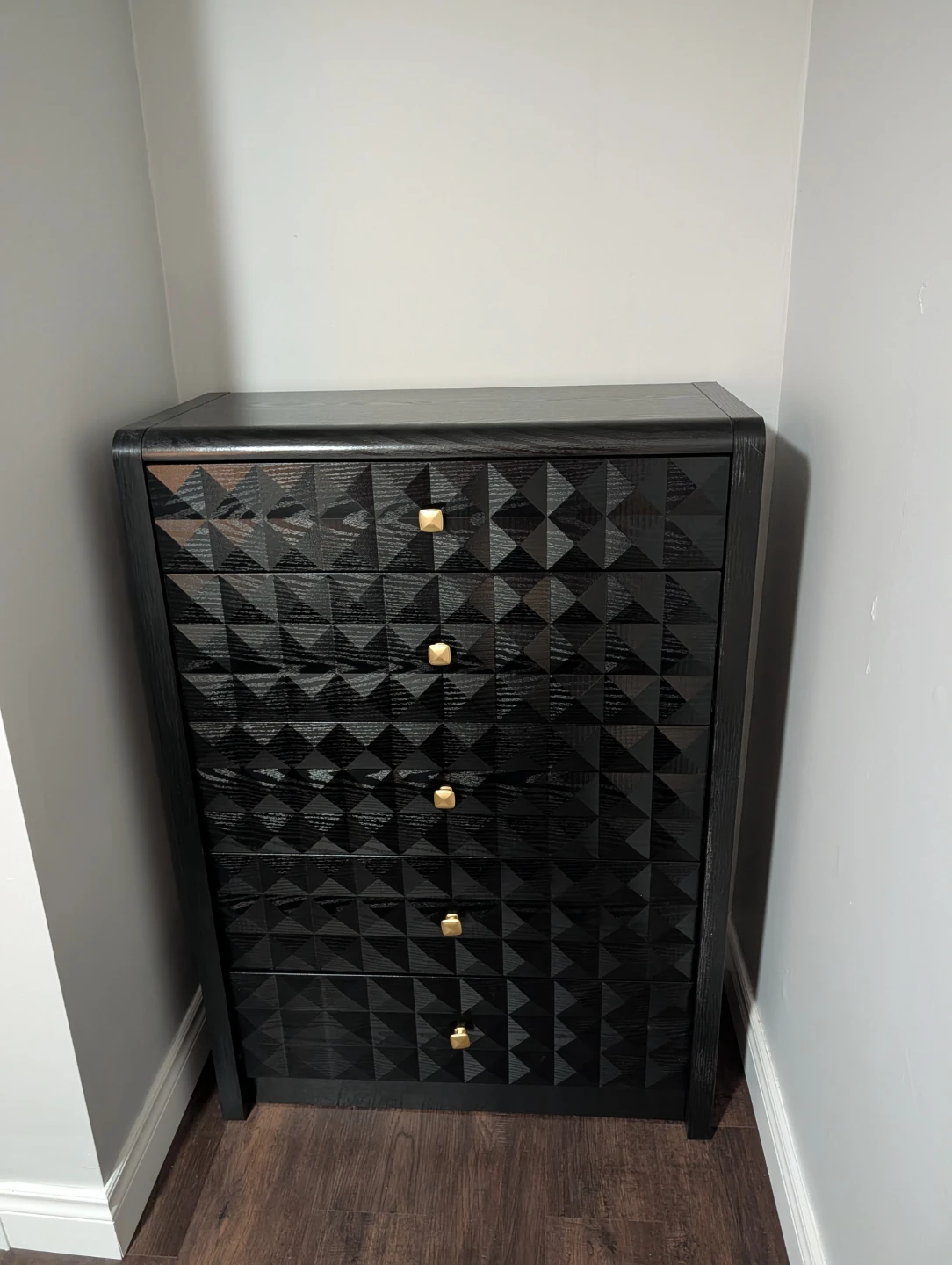 Black Textured Five-Drawer Dresser - photo 2