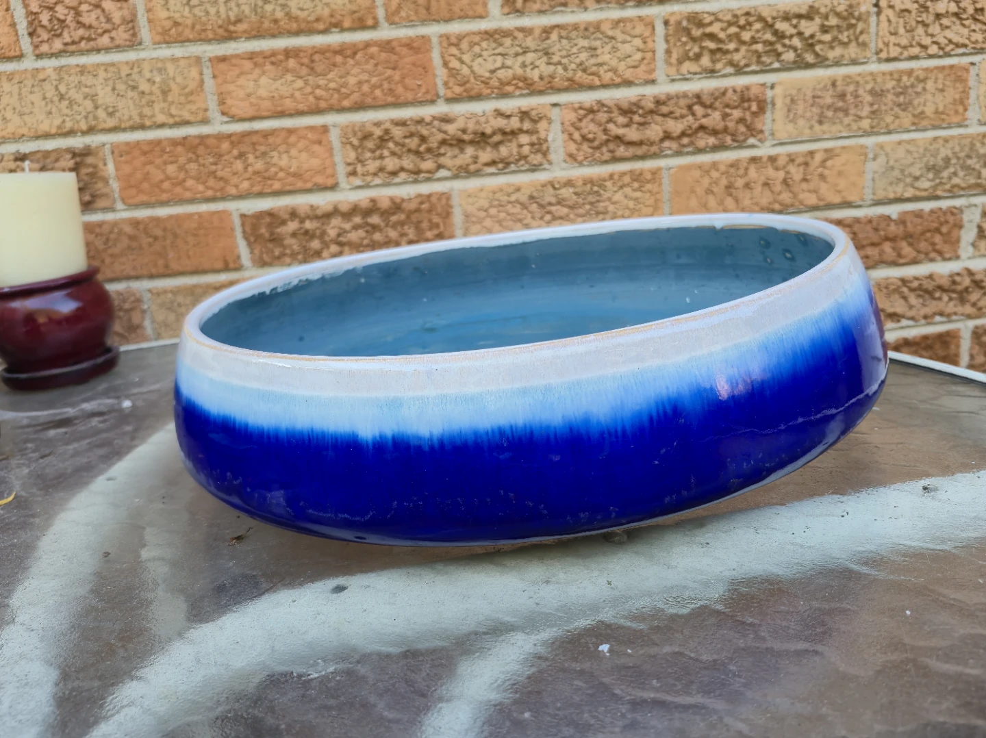 Blue Ceramic Planter Bowl