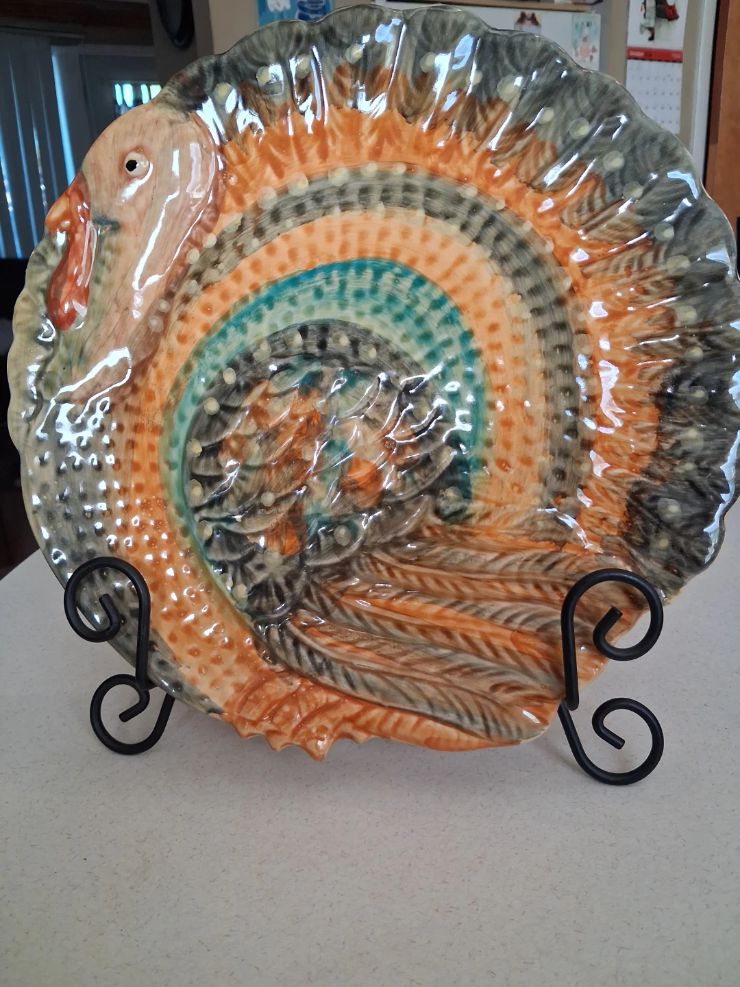 Mid Century Hand Painted Turkey Platter Made in Italy - photo 2
