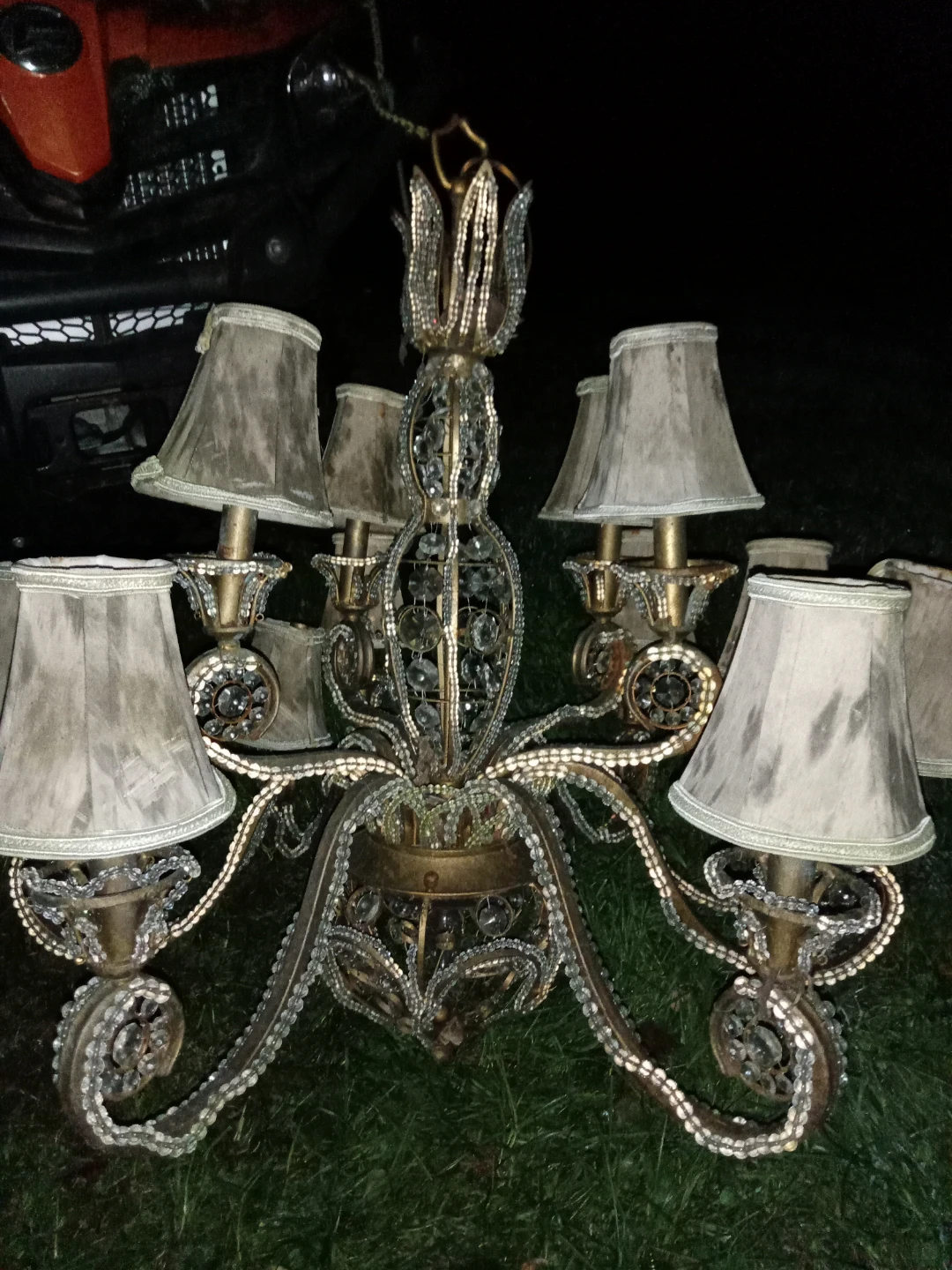 Large Antique Style Chandelier with Shades - photo 4
