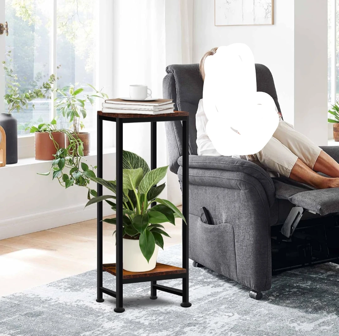 Rustic Metal and Wood Plant Stand - photo 3