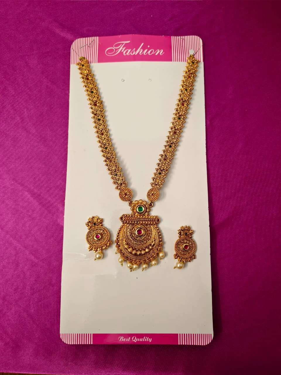 Traditional Gold-Tone Necklace and Earrings Set