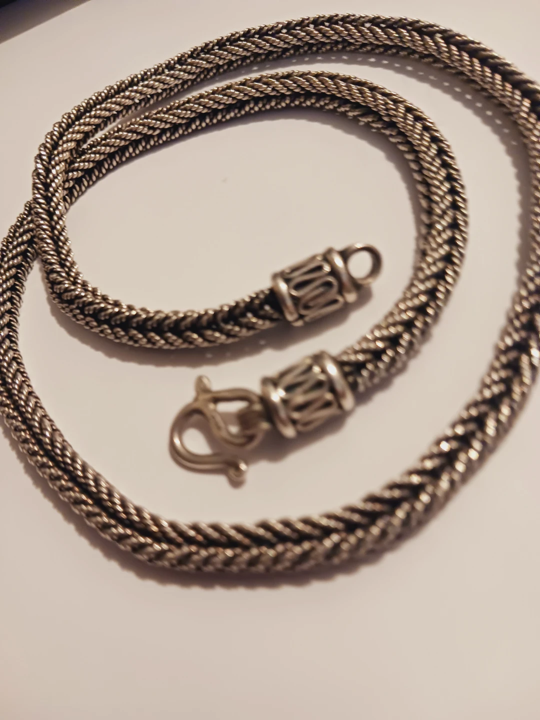 STERLING SILVER 925 BALI HEAVY FOXTAIL WOVEN 19" CHAIN NECKLACE