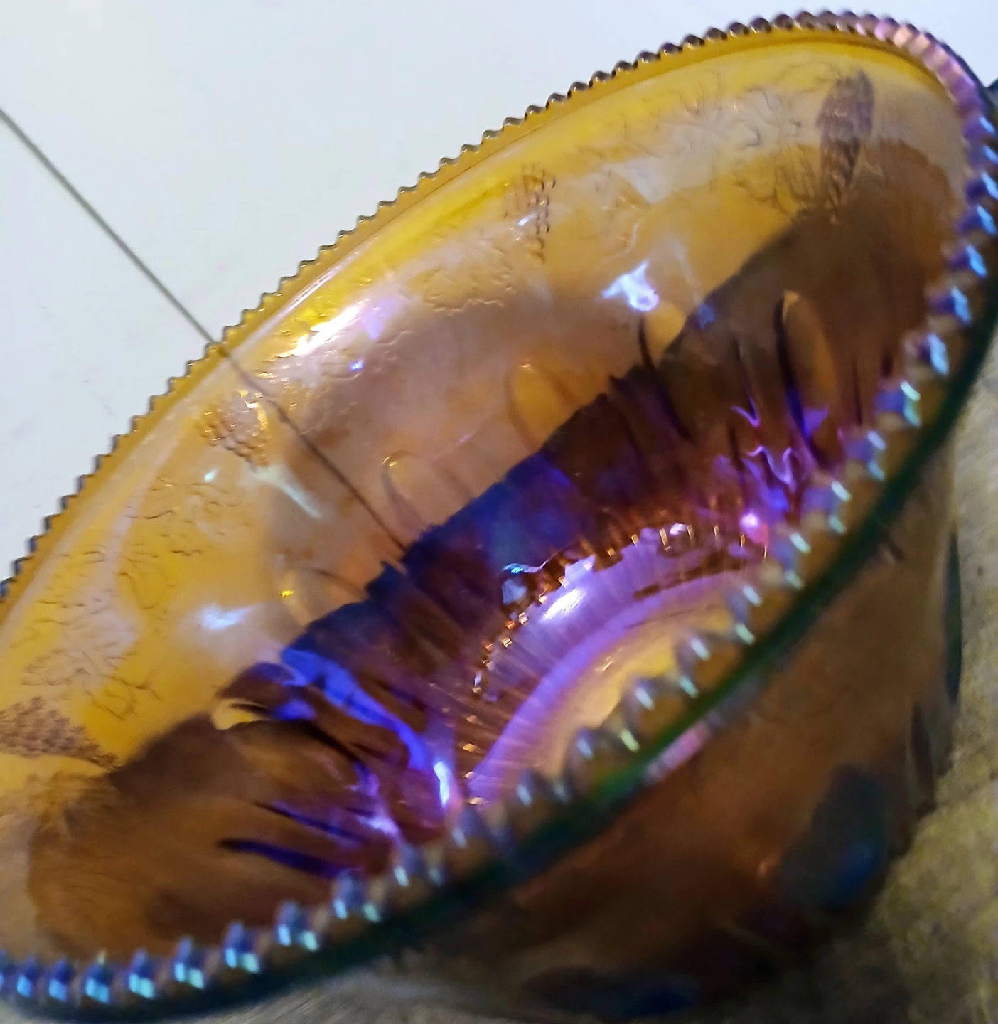 Vintage Iridescent Marigold Carnival Glass Bowl - photo 5