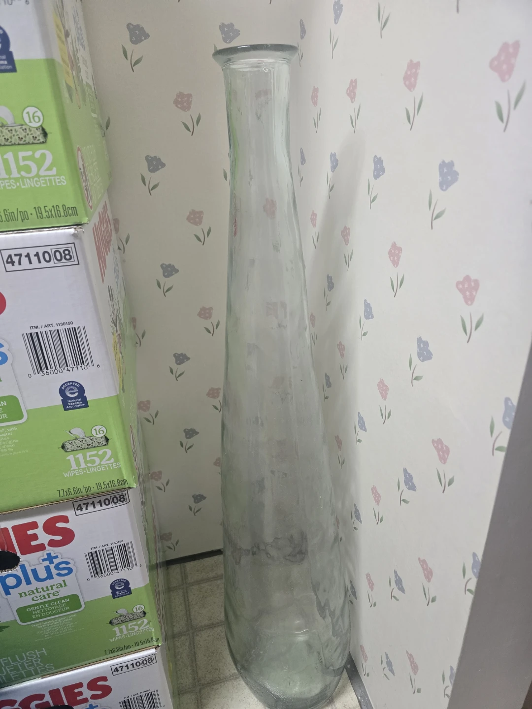 Tall Clear Glass Decorative Vase
