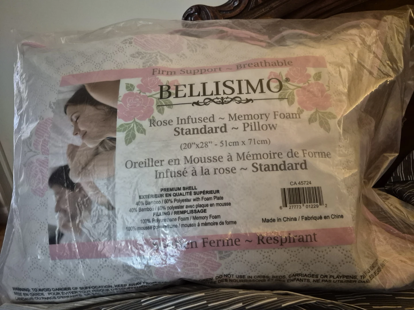 Bellisimo Rose Infused Memory Foam Standard Pillow