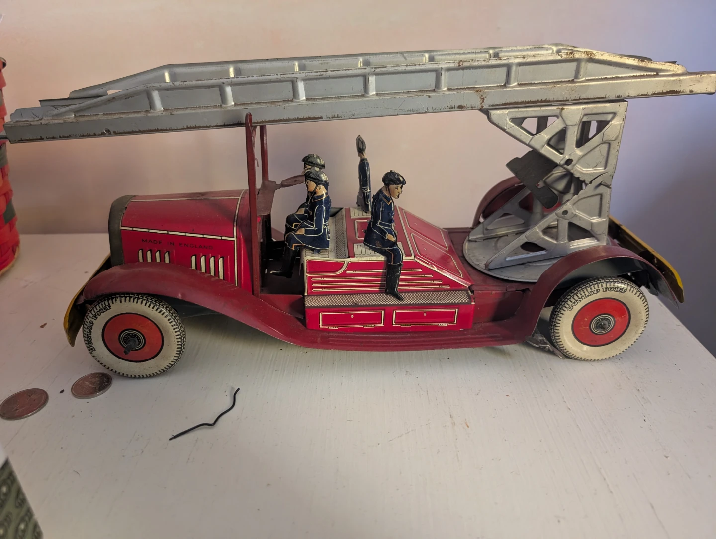 Vintage Tin Fire Engine Toy