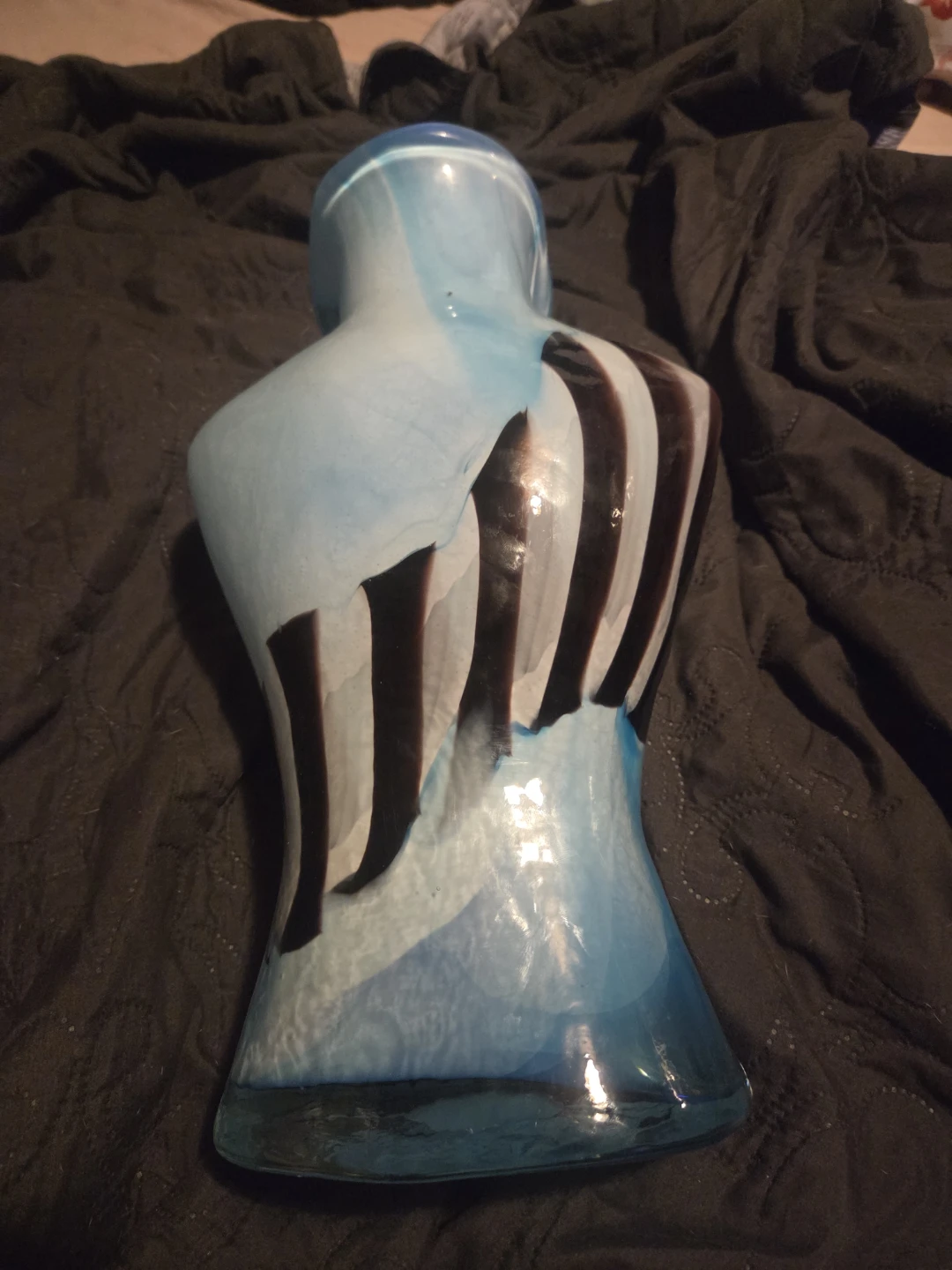 Blue and brown hand blown glass vase of woman's torso - photo 5