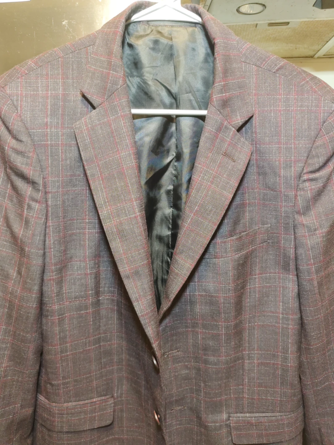 Mens Plaid Blazer Grey and Red