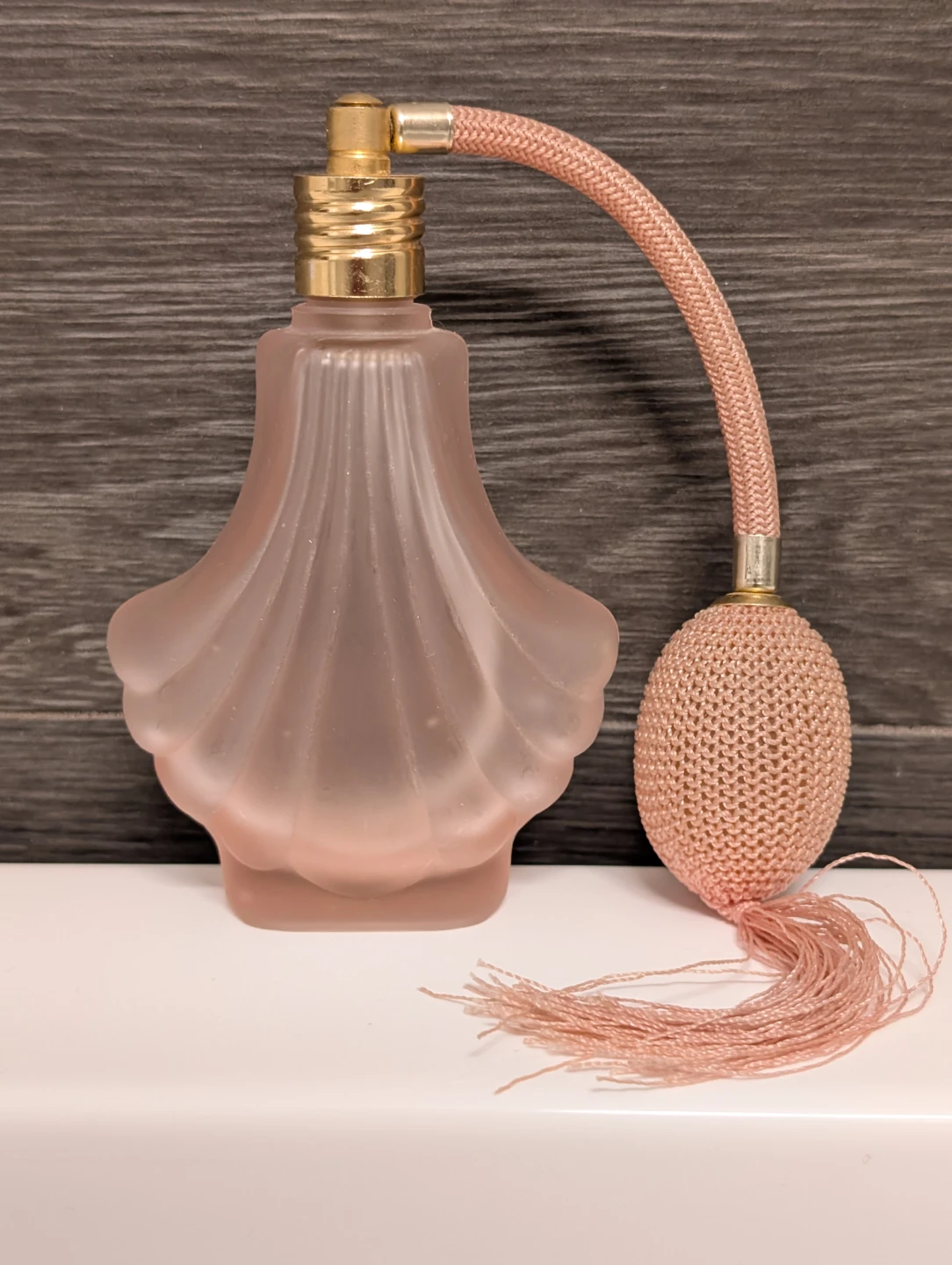 Vintage Frosted Pink Glass Perfume Atomizer - photo 2