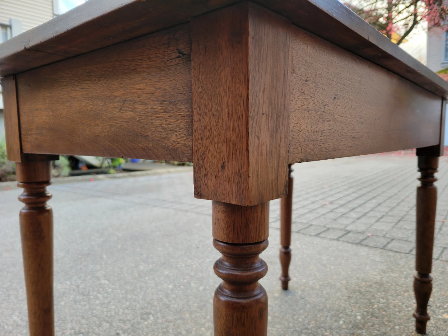 Vintage Solid Wood Accent Table / Desk with Turned Legs - photo 5
