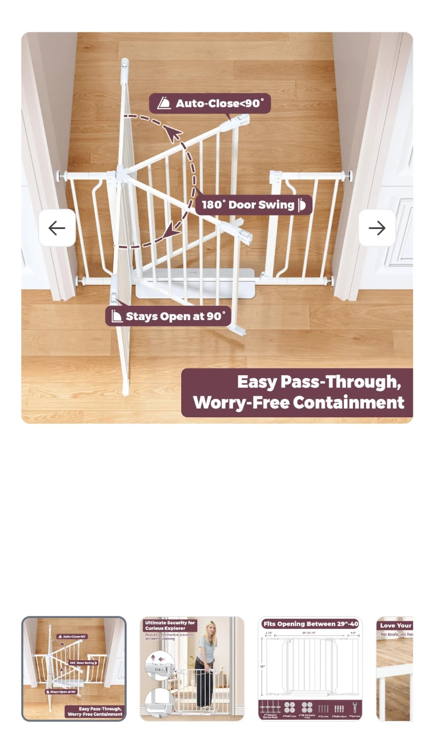 Cideny Baby Gate No Drilling, 29"-40" pressure mount - photo 2