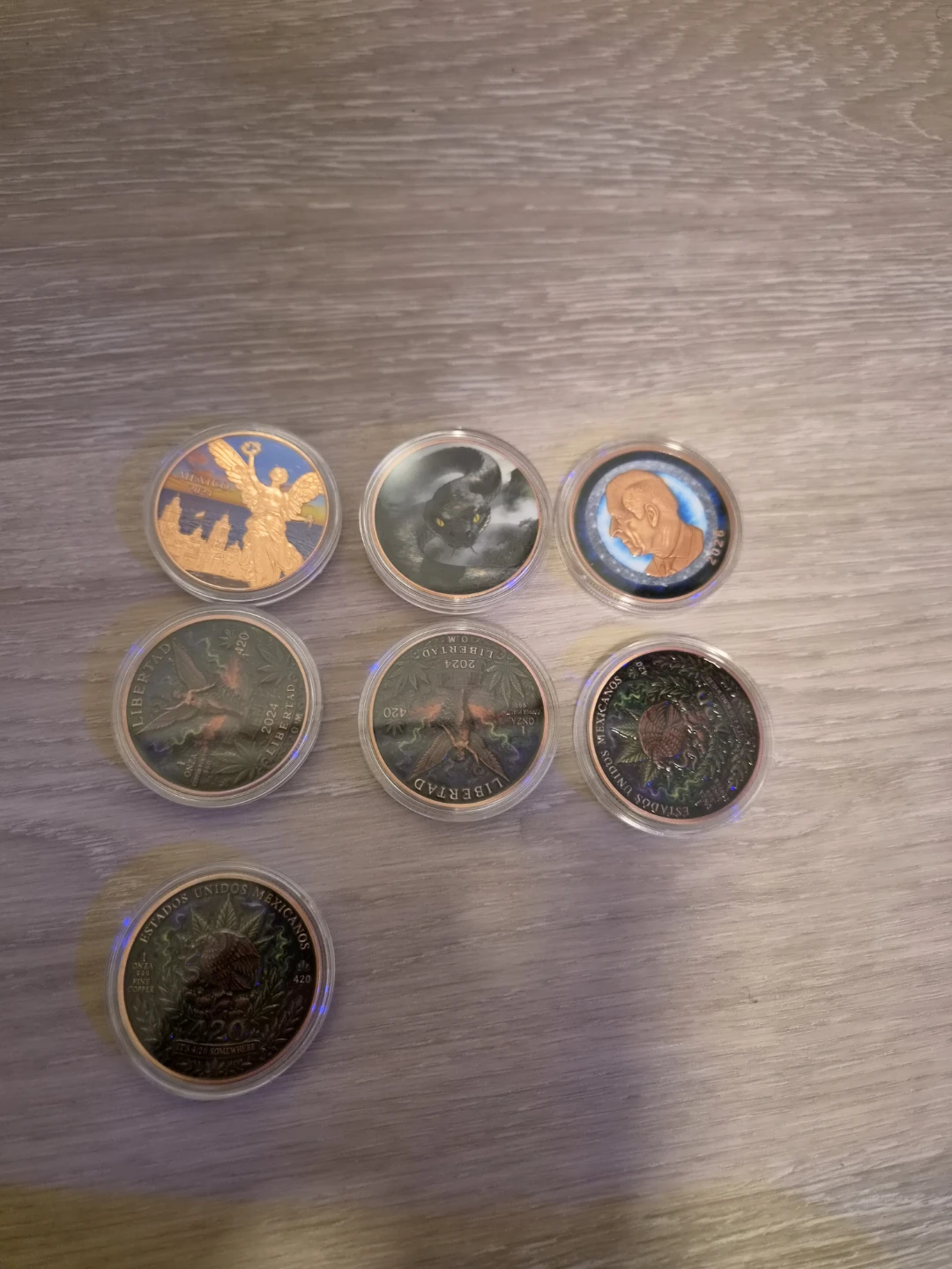 Collection of Seven Custom 1 oz Copper Coins