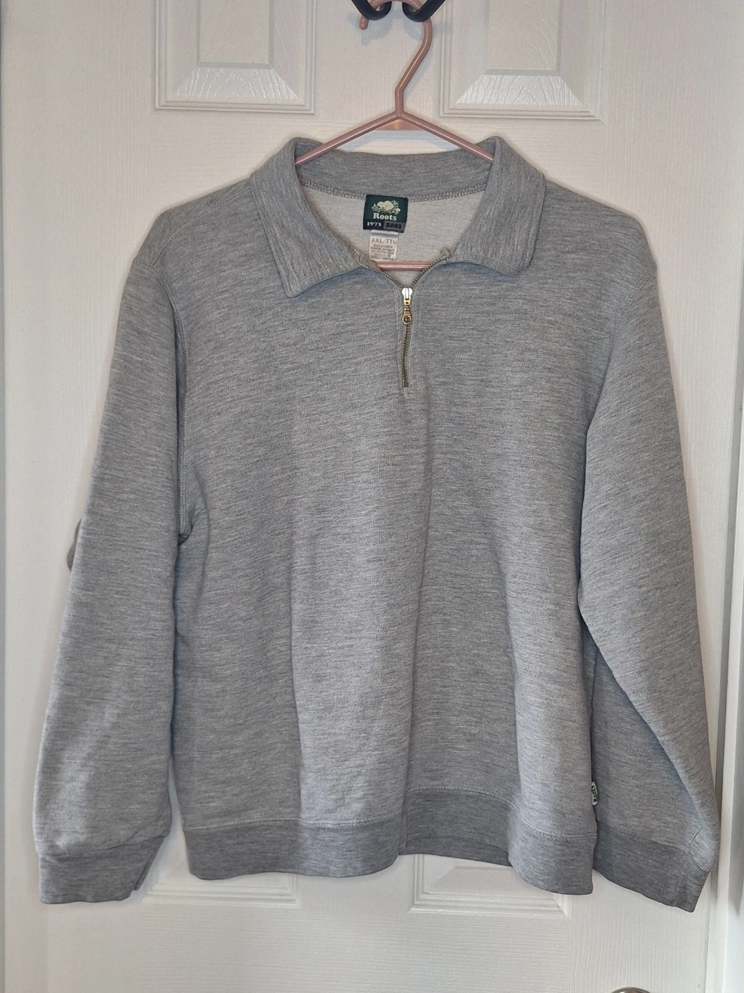 Roots Boys Grey Quarter-Zip Sweater XXL