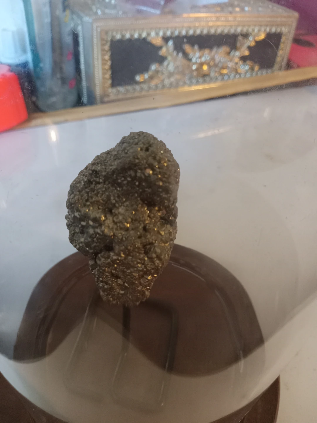 Pyrite Mineral Specimen in Glass Cloche - photo 3