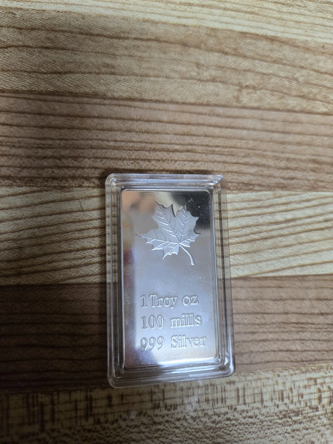 1 Troy oz 999 Silver *PLATED* Maple Leaf Bar