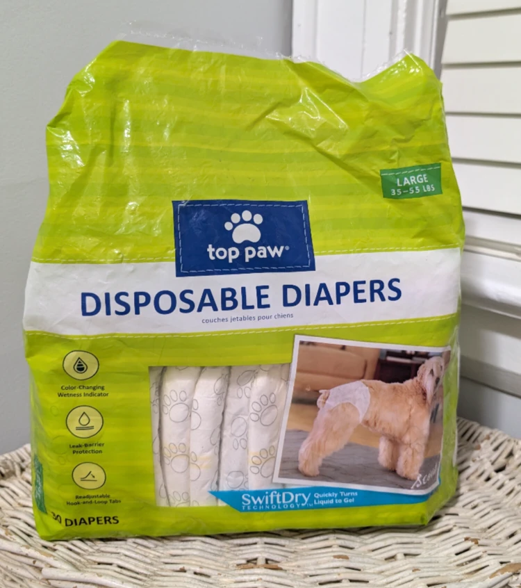 Large Disposable Dog Diapers Open Package