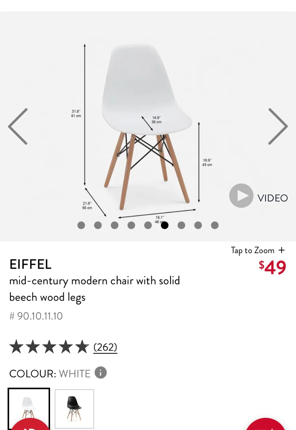 Eiffel Mid-Century Modern Chairs - White - photo 3