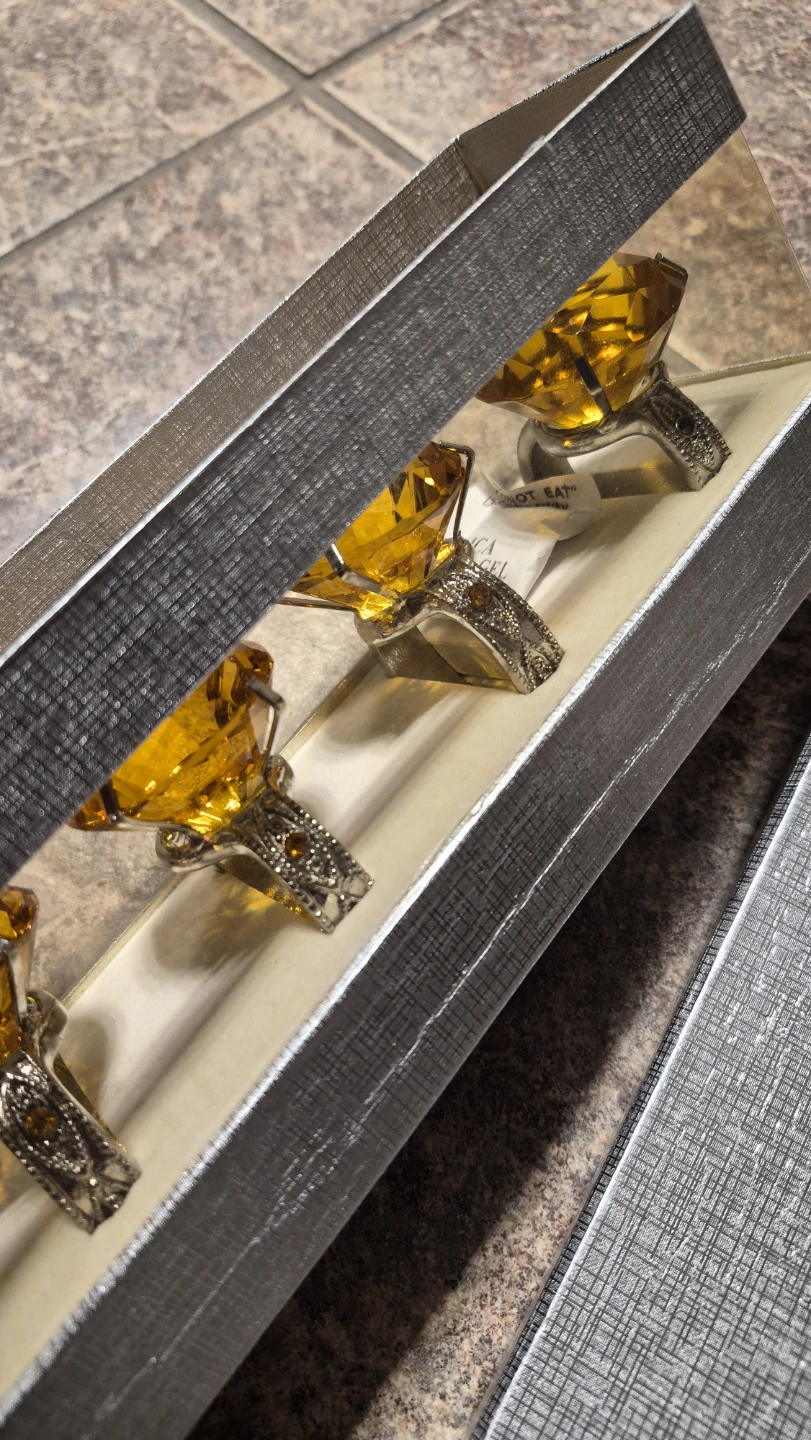 Amber Rhinestone Napkin Rings - photo 2