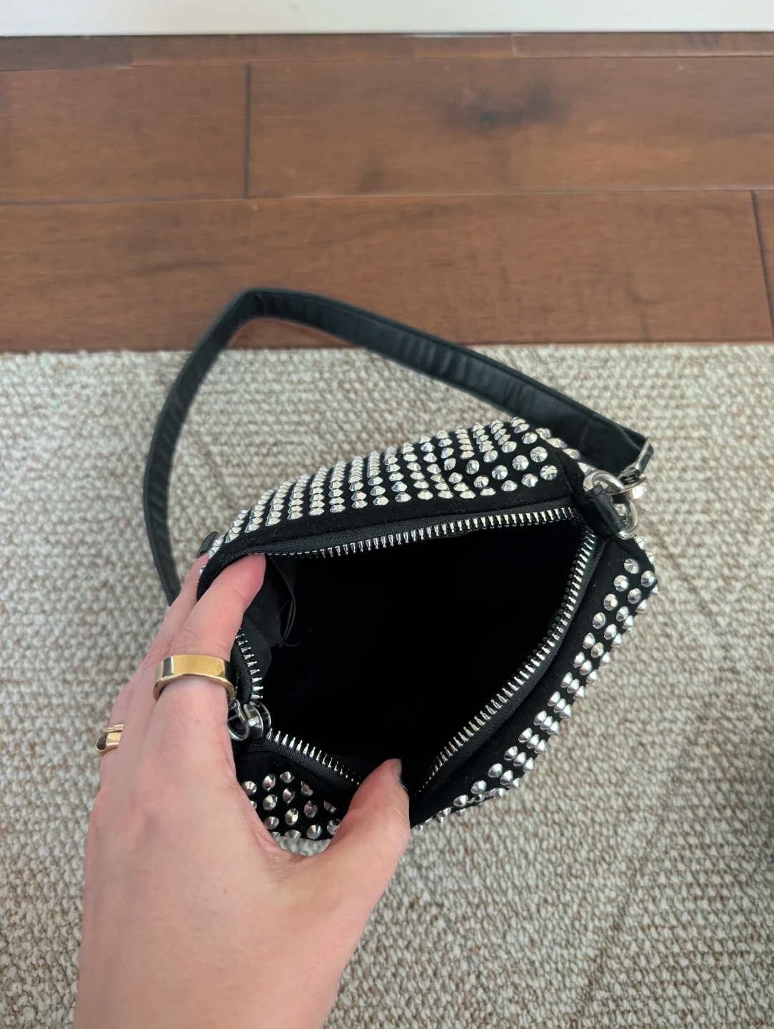 Y2K SILVER STUDDED VINTAGE SHOULDER BAG - photo 3