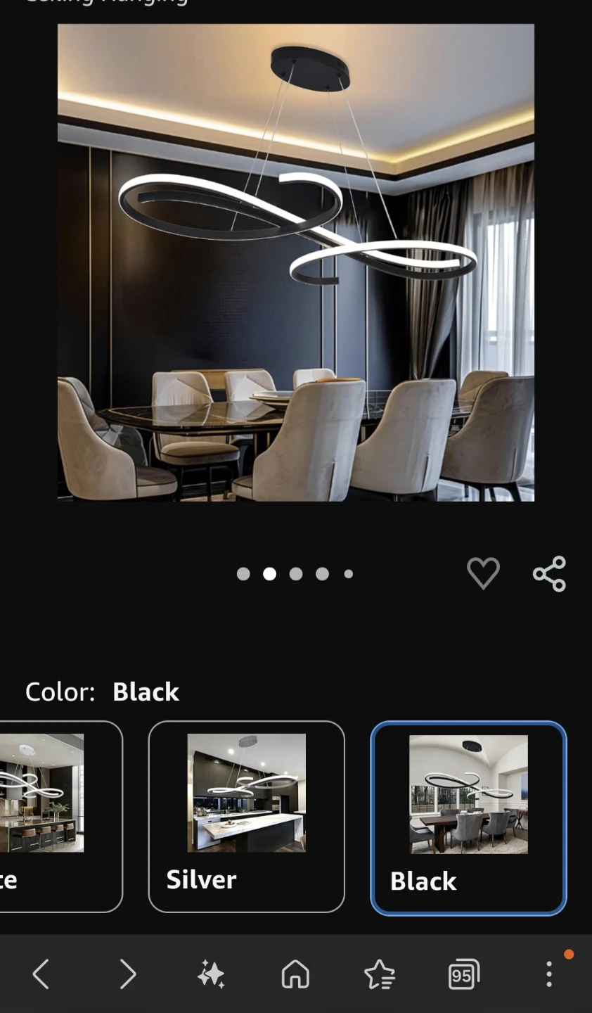 Guang Shuo 47.24" Dimmable LED Modern Chandelier - Black - photo 2
