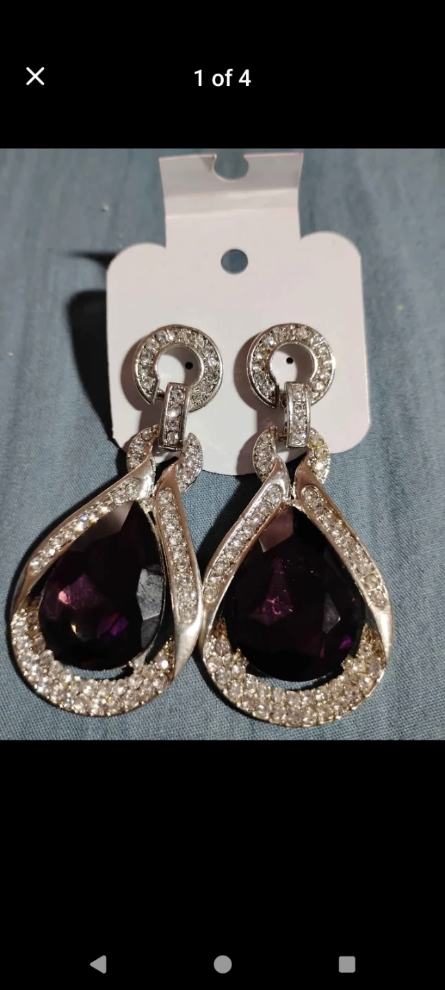 Purple Crystal Drop Earrings