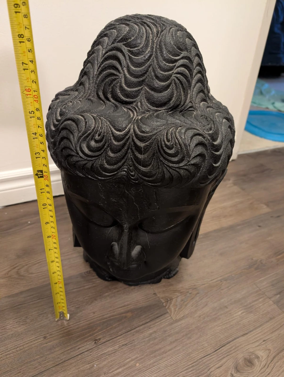 Large Black Buddha Head Statue - photo 3