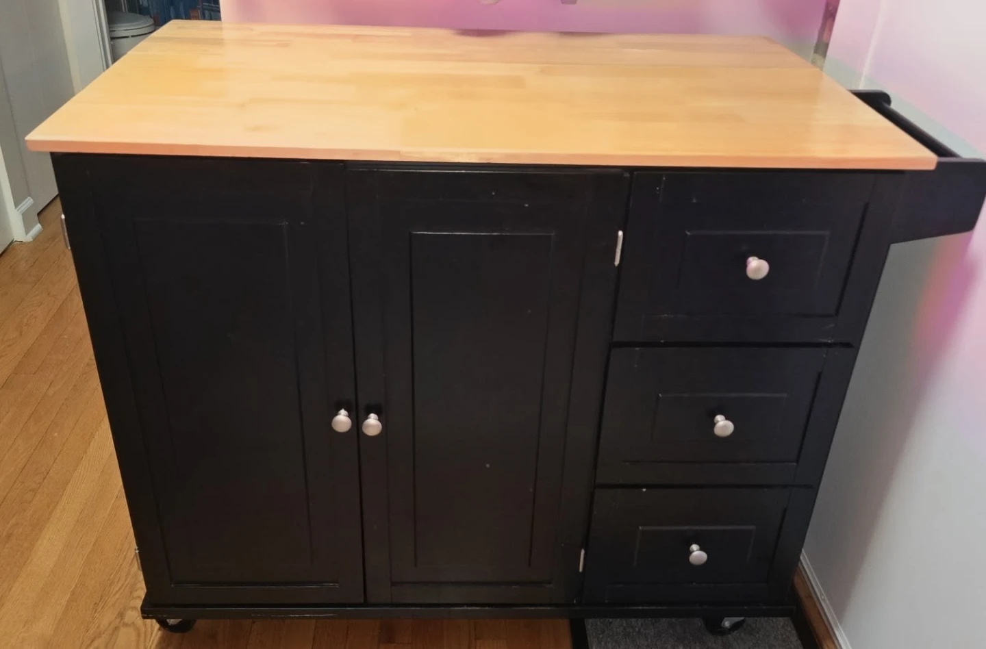 Black Kitchen Island Cart with Drop Leaf - photo 3