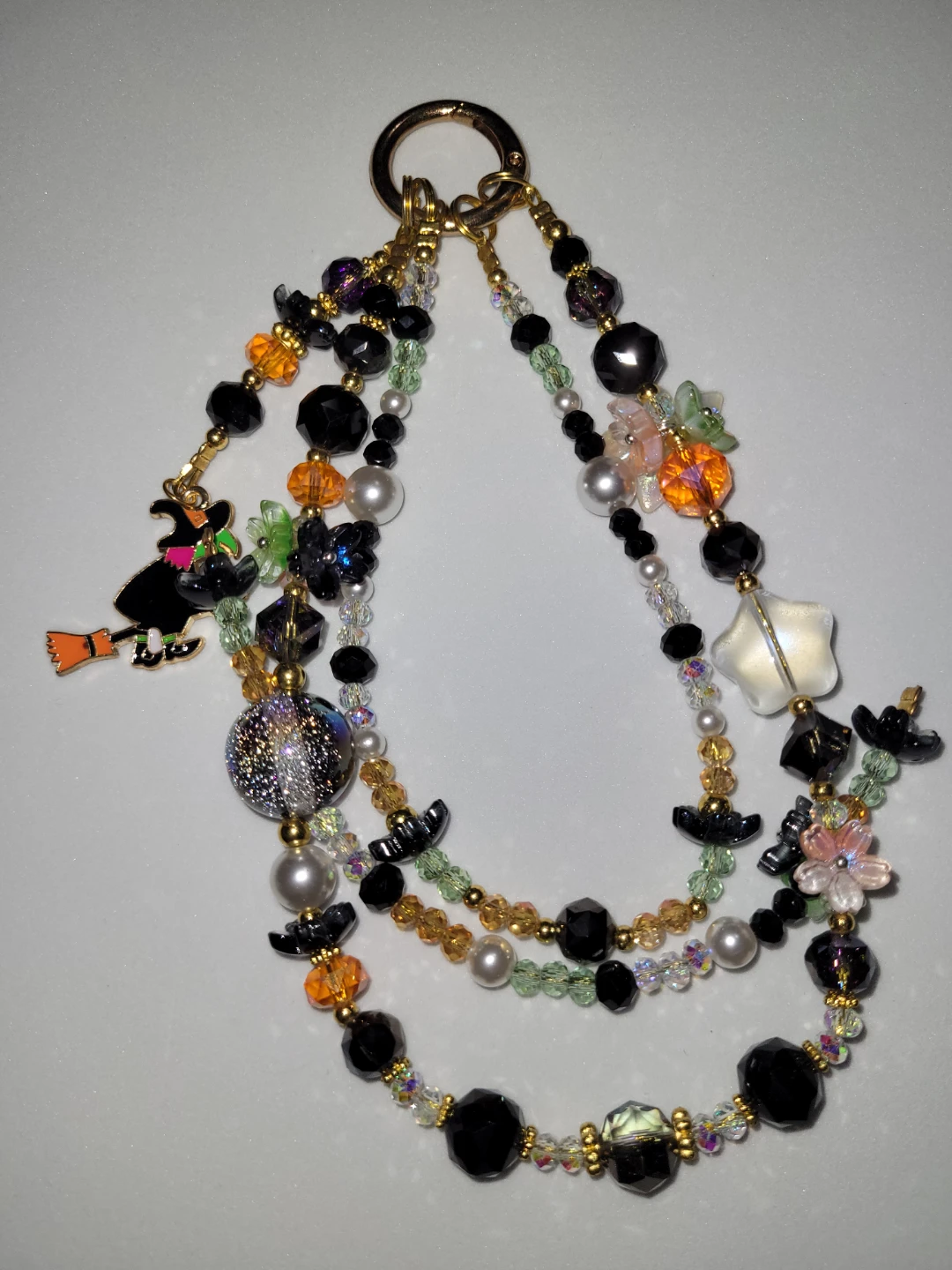 Halloween witch theme beaded bag charm - photo 3