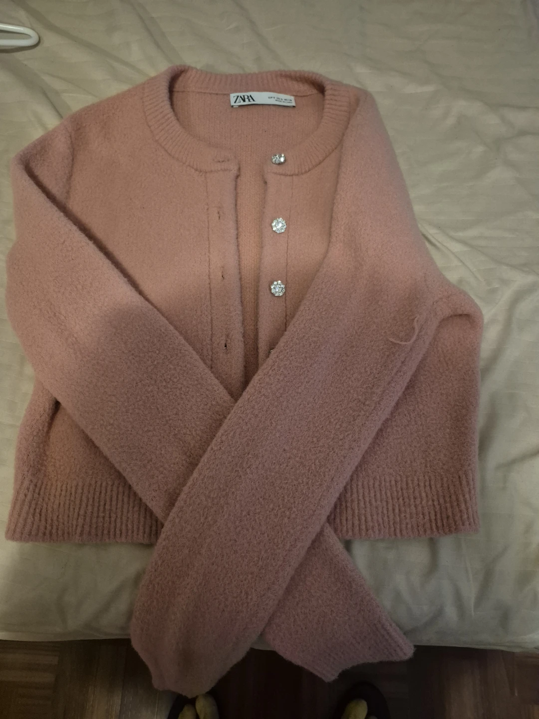 ZARA Pink Cardigan with Crystal Buttons - photo 4