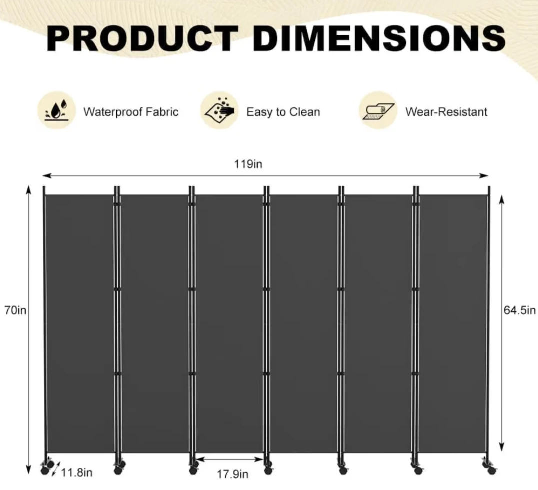 6 Panel Folding Privacy divider - photo 3