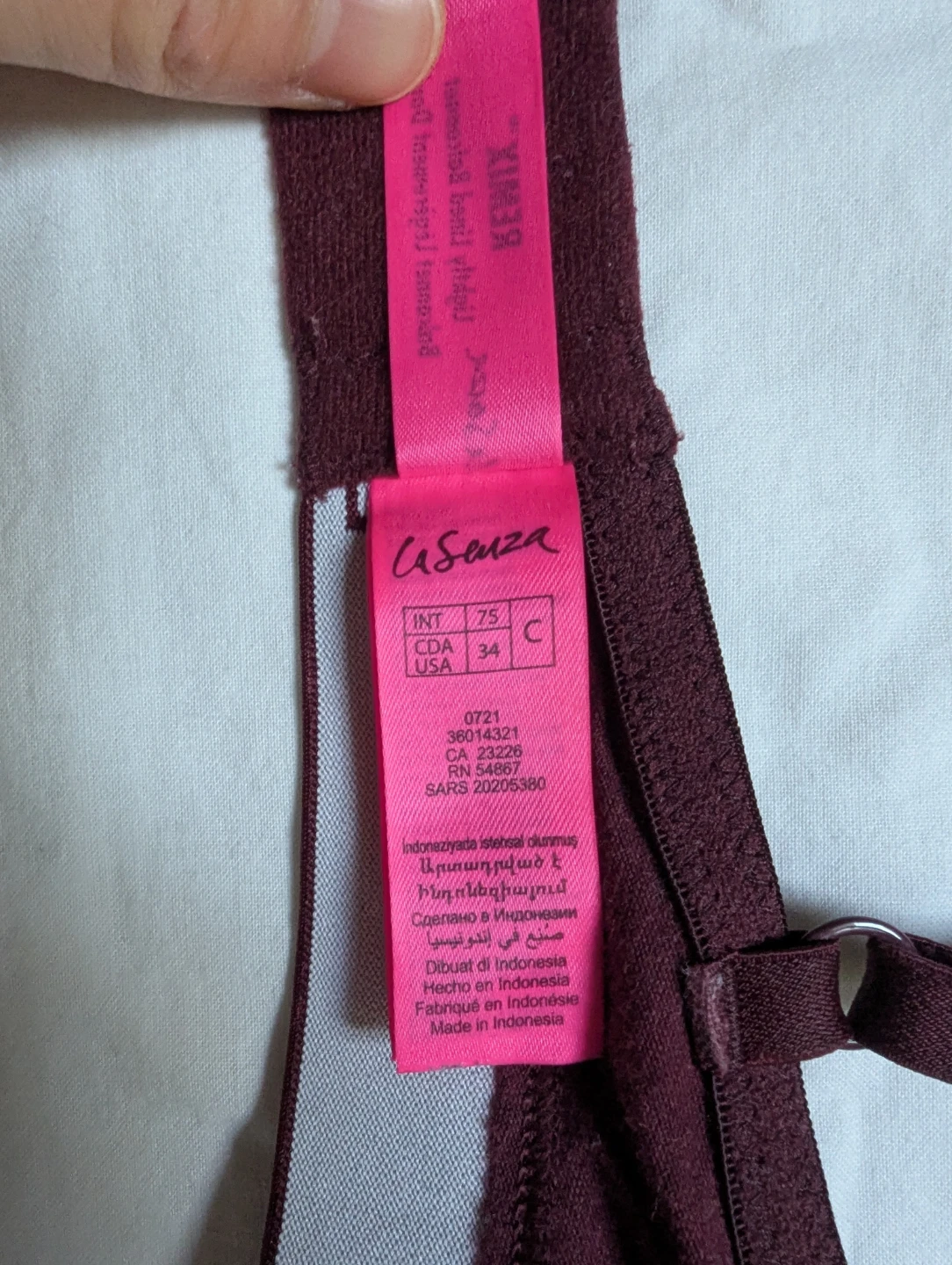 La Senza Remix Lightly Lined Cotton Balconnet Bra 34C burgundy - photo 4