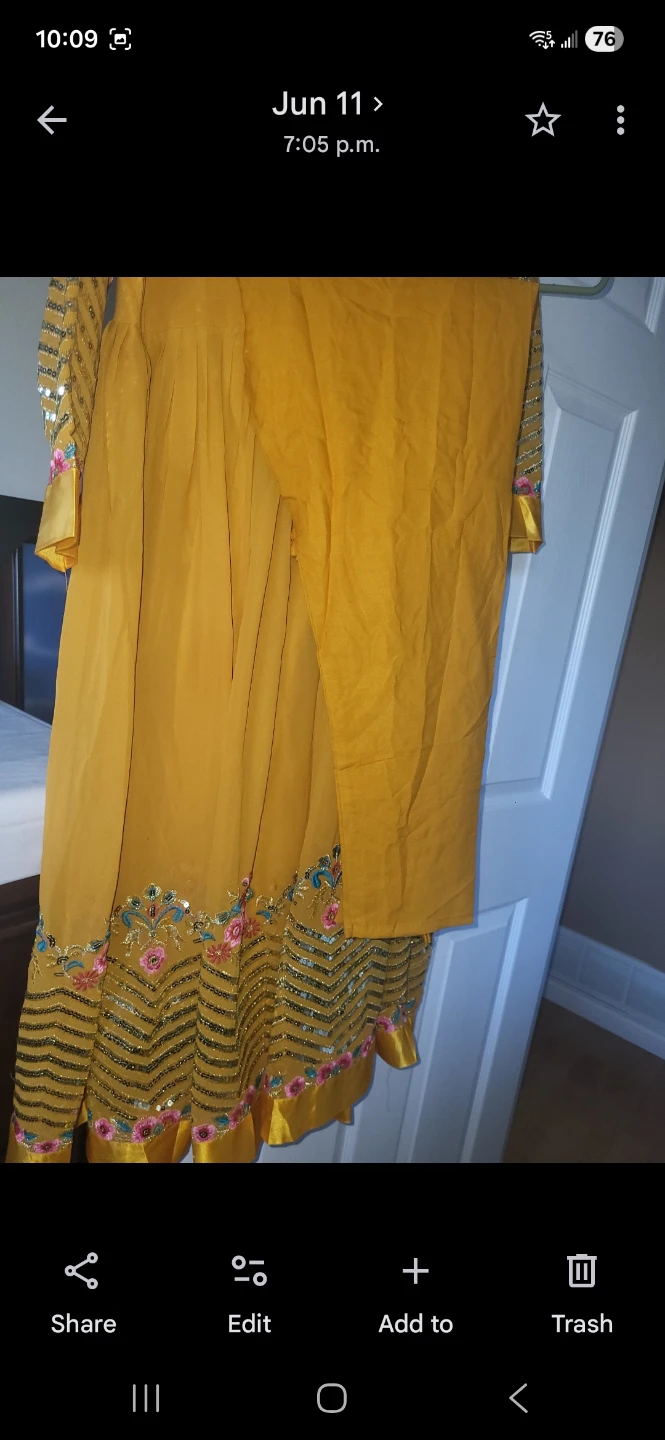 Mustard Yellow Embroidered Anarkali Set - photo 3