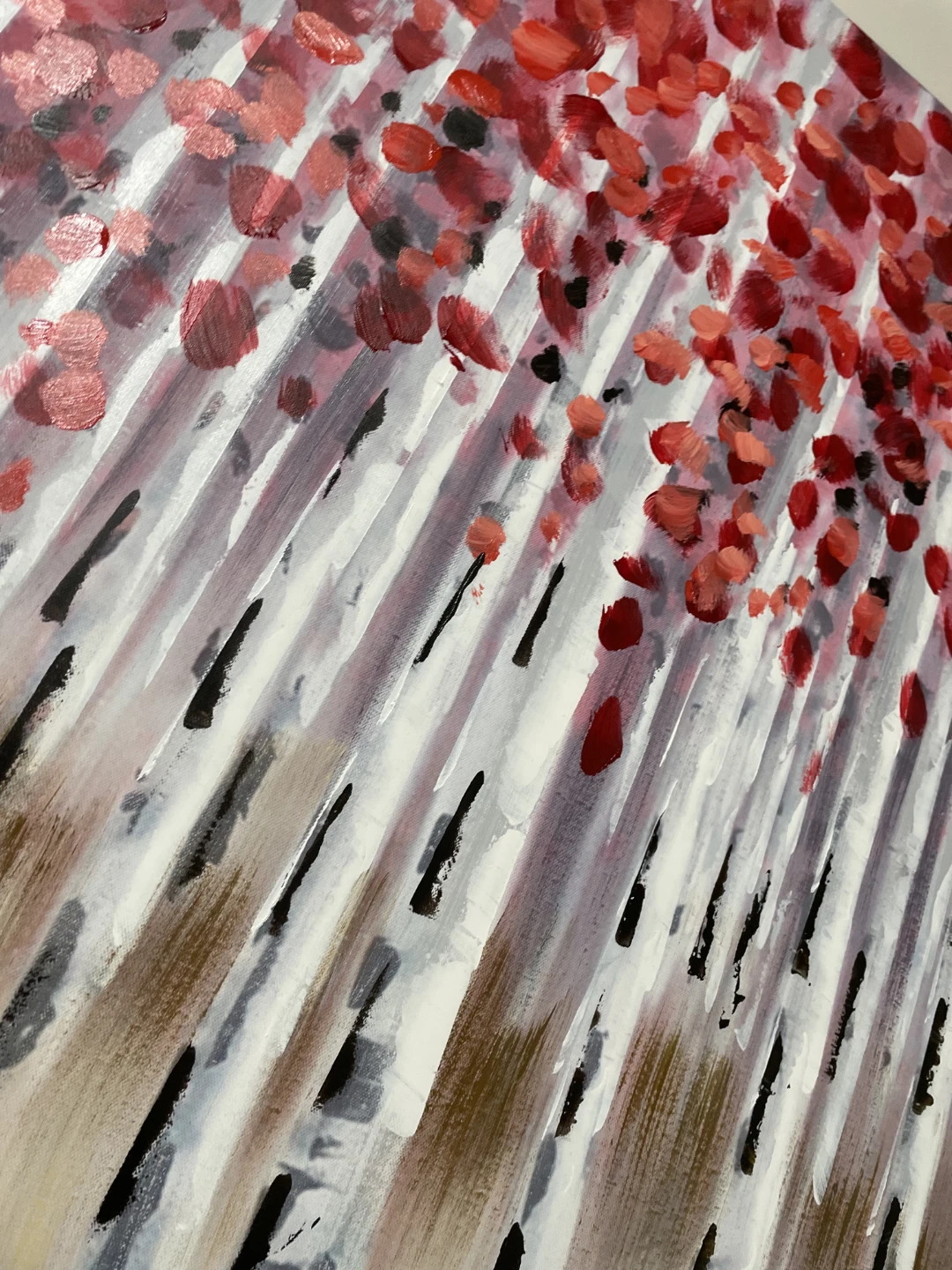 Large Birch Tree Forest Canvas Painting - photo 2