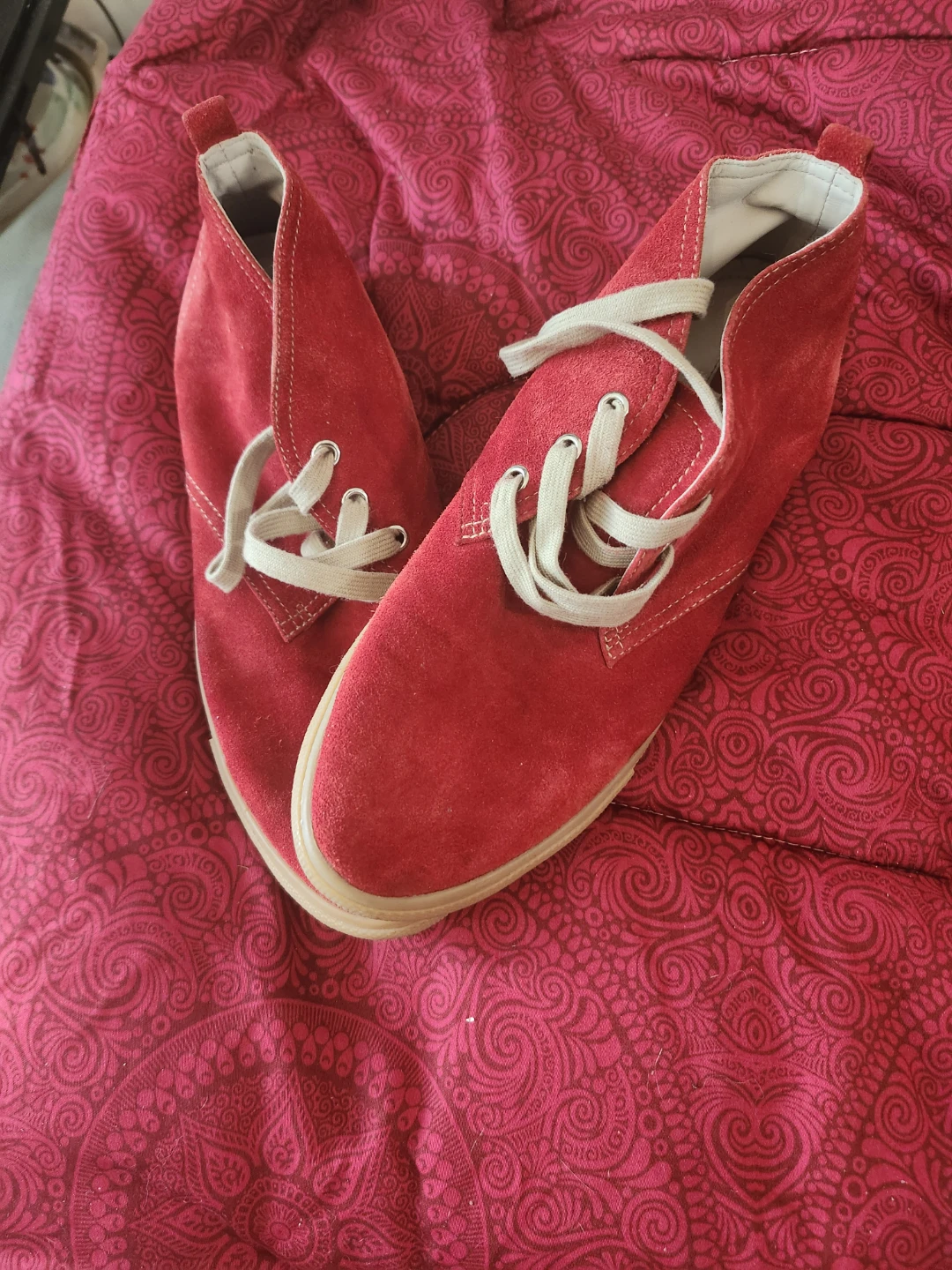 Red Prada Suede Ankle Boots