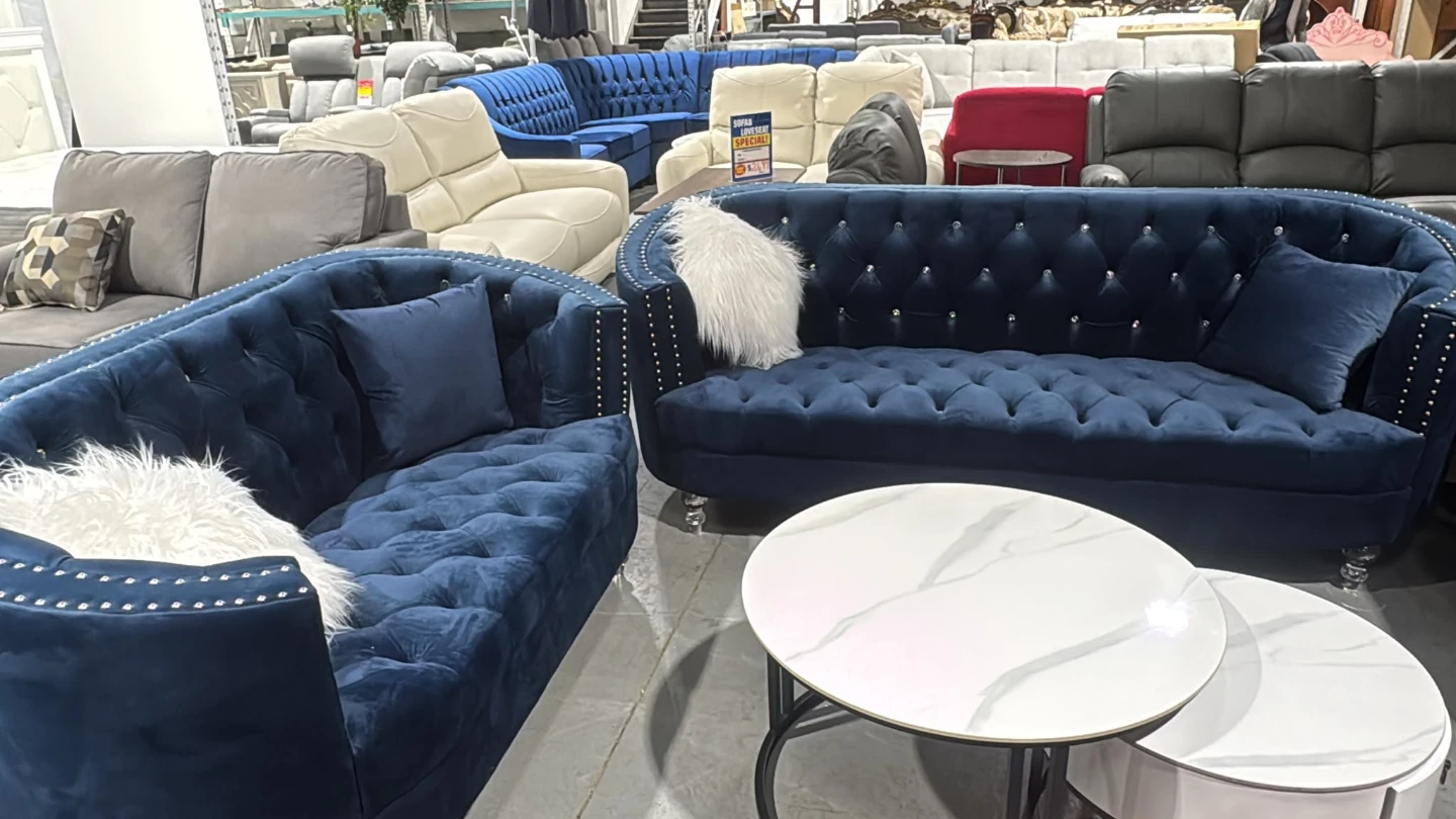 Velvet Sofa and Loveseat Set