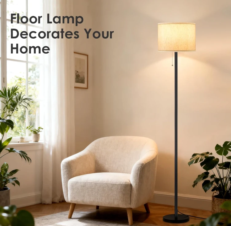 Standing Floor Lamp with Linen Shade - photo 5